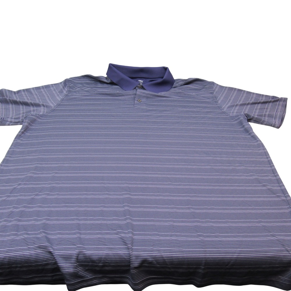Reebok Golf Mens Polo Shirt Purple‎ White Stripe Short Sleeve Athletic Size 4 XL